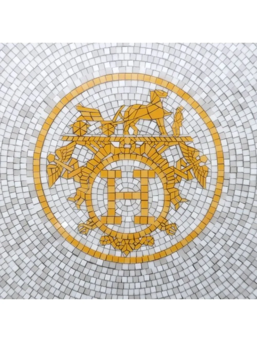 Hermes Dessert Plate Mosaic Vanquatre Gold Pottery Accessories
